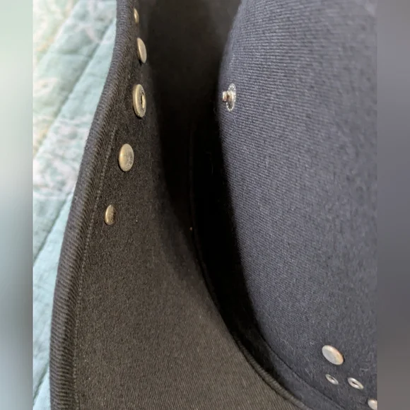 Black Jeans Studded, Light Weight, Women's Cowboy Hat With Side Snap Buttons. - Picture 3 of 12